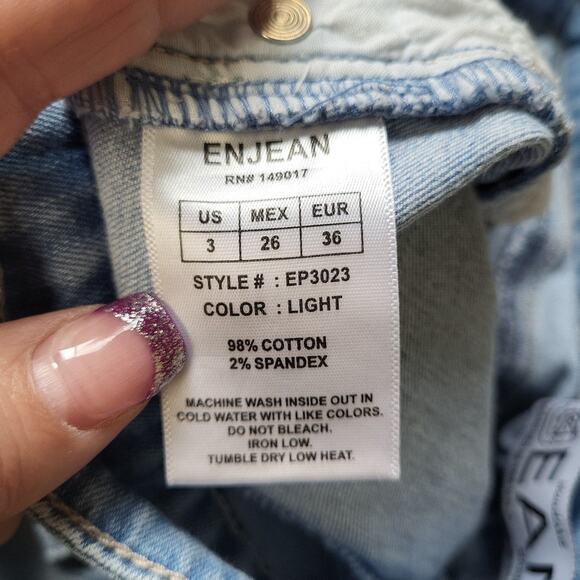 En Jean Womens Blue Mid Rise Distressed Med Wash Denim Skinny Jeans Size 3 - Picture 9 of 12